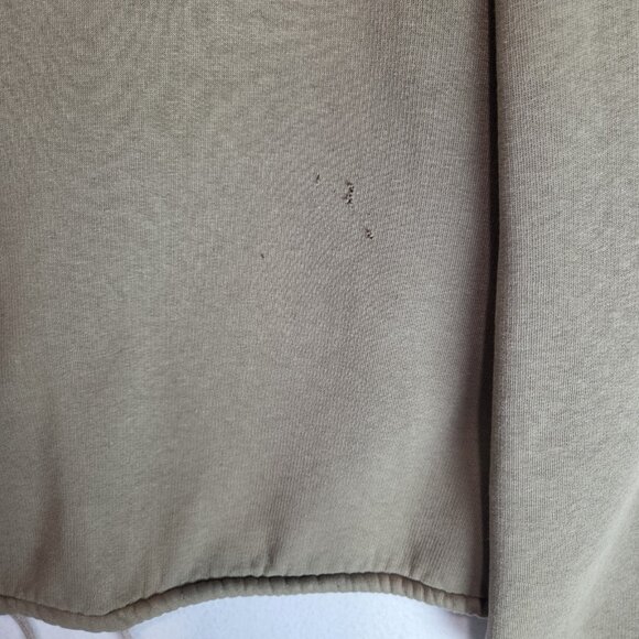 Cropped Hoodie Womens M Drawstring Olive Green Tweed Distressed Sweatshirt Hood - Picture 4 of 8